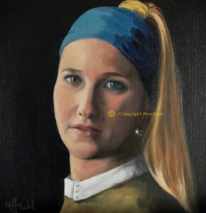 portrait based on the girl with the pearl earring by Vermeer