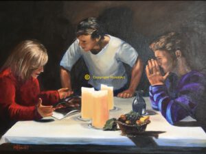 family portrait of the artist with her two sons