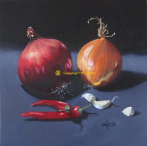 Onion still life
